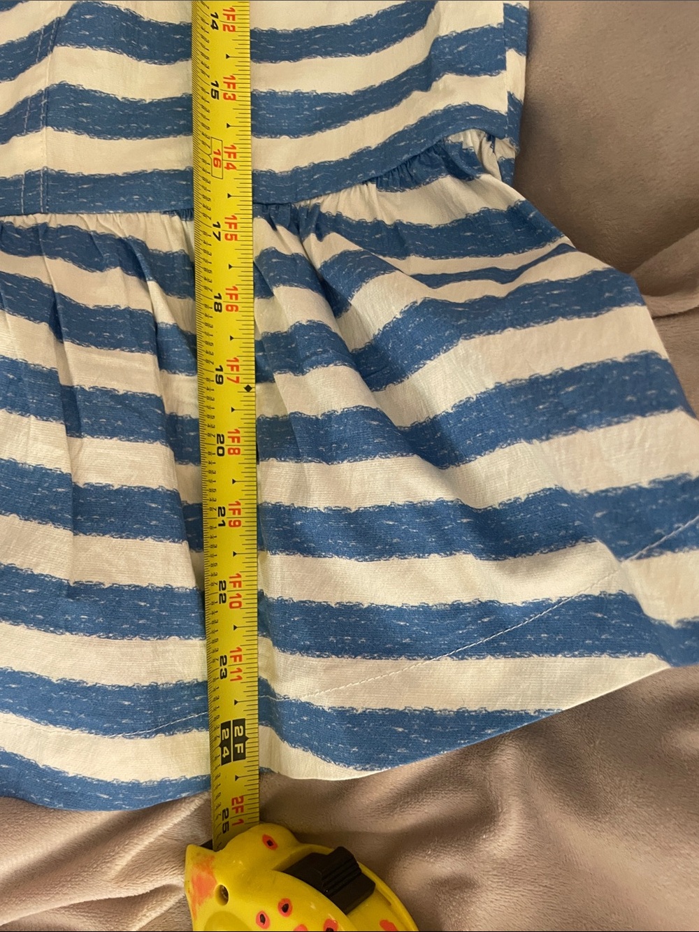 Avec Les Filles Blue and White Striped Peplum Top - Picture 8 of 9